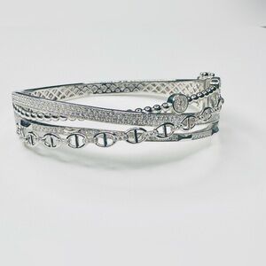 18K White Gold & Sterling Bracelet/Bangle. Statement Maker